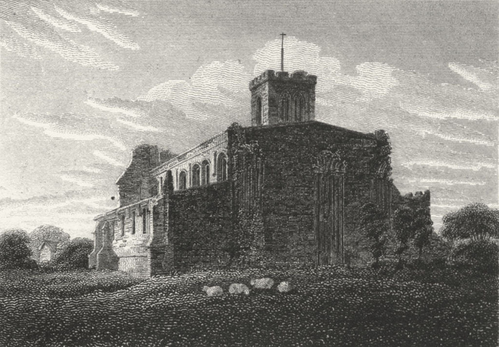 BEDS. E Dunstable Church, Bedfordshire. Priory 1808 old antique print picture